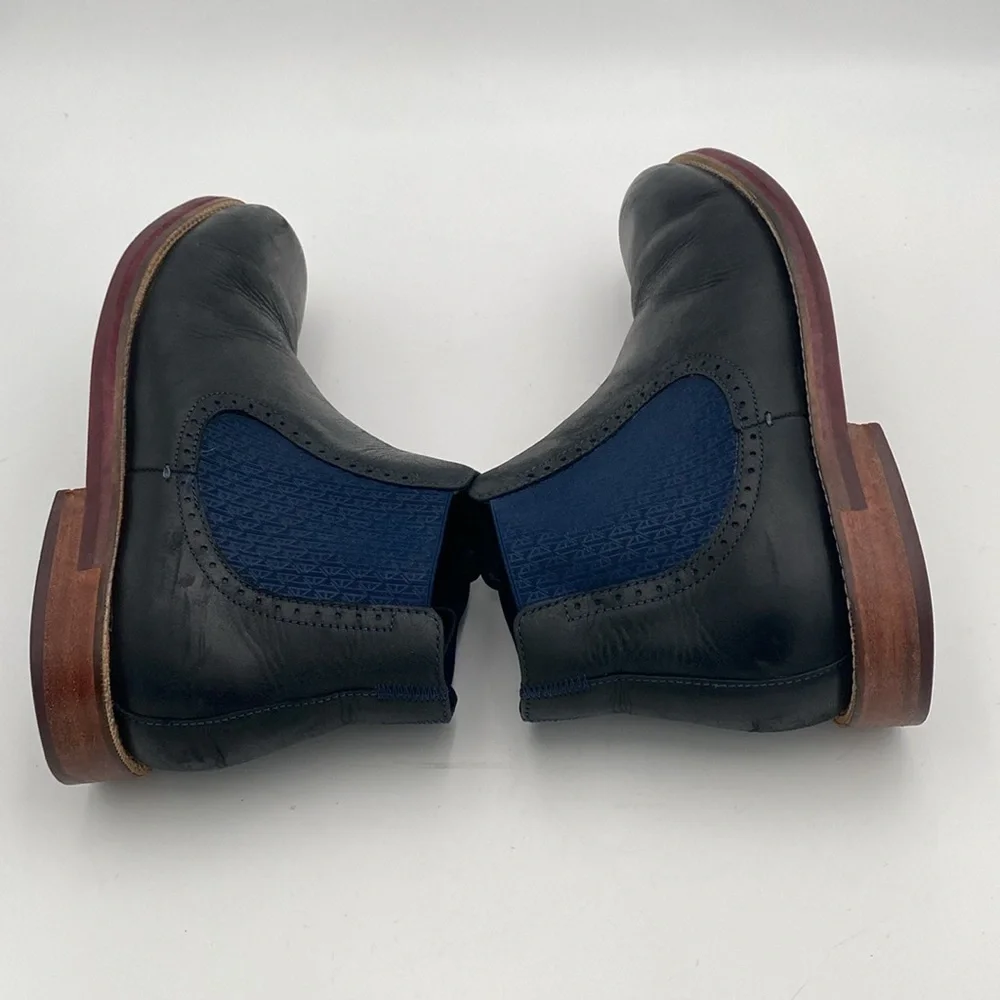 Ted Baker London Kaidon Chelsea Boots Men's 10 Black blue Leather Casual office